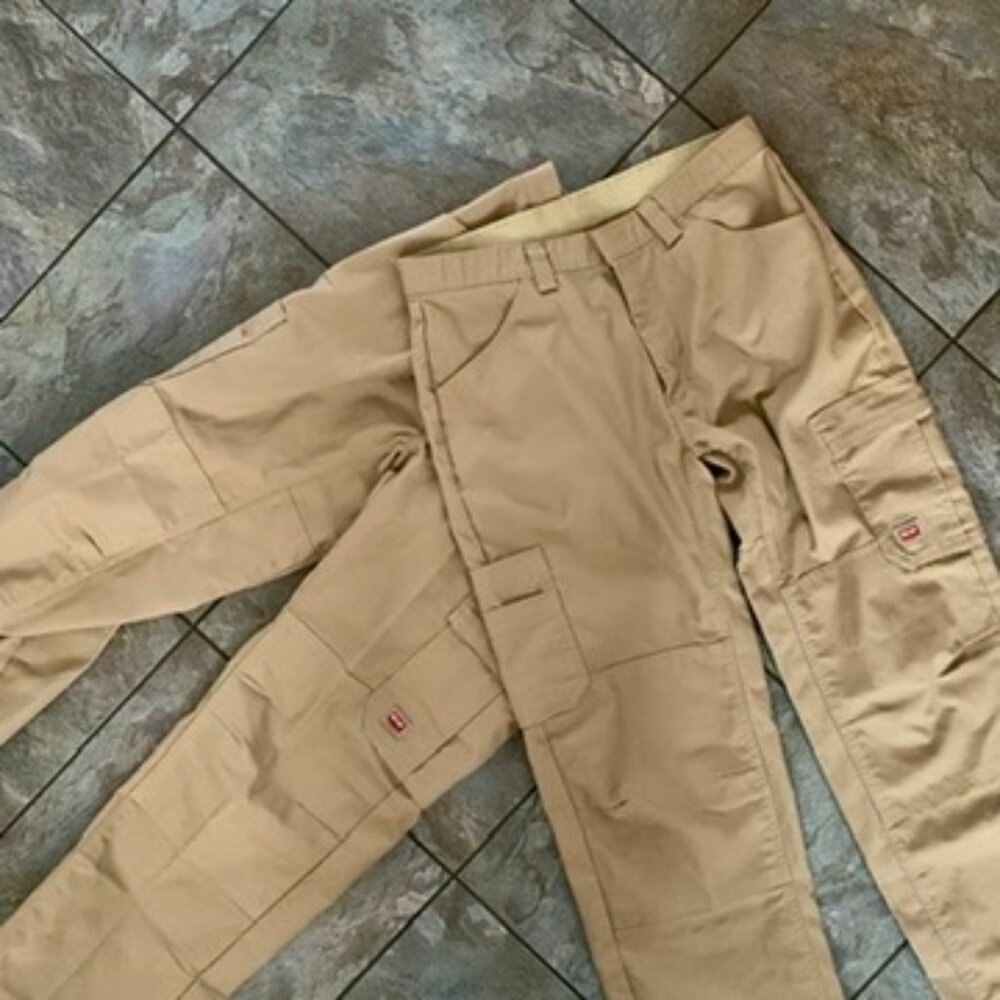Lot Of 2 Double Knee Work Pants Khaki Baggy Carpenters Utility Red Kap Mechanic